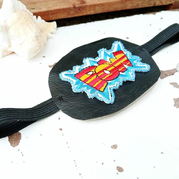 Comic POW Embroidered Beaded Eye Patch, Adjustable Vision Ocular Aid, Costume - Picture 5 of 5